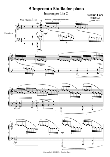 Impromptu Study n.1 in C for piano