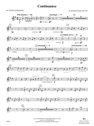 Continuance: B-flat Tenor Saxophone