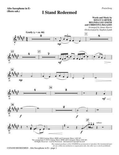I Stand Redeemed (arr. James Koerts) - Alto Sax (sub. Horn)