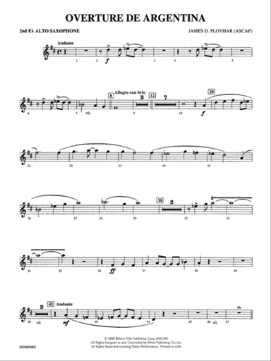 Overture de Argentina: 2nd E-flat Alto Saxophone