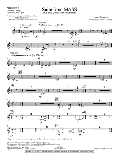 Suite from Mass (arr. Michael Sweeney) - Percussion 4