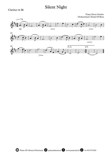 Silent Night - Christmas Carol - Bb Clarinet