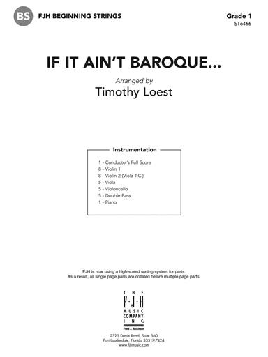 If It Ain't Baroque: Score