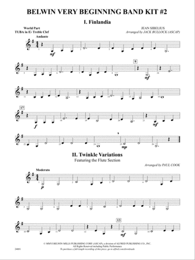 Belwin Very Beginning Band Kit #2: (wp) E-flat Tuba T.C.