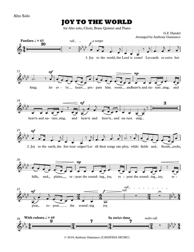Joy to the World (alto solo, choir, piano, brass quintet) - ALTO SOLO PART
