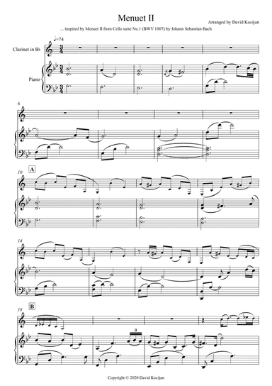 Menuet II (clarinet & piano)