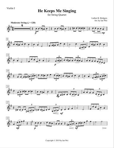 He Keeps Me Singing for String Quartet