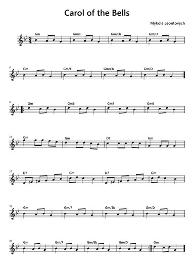 Carol of The Bells (Melody + Chords)