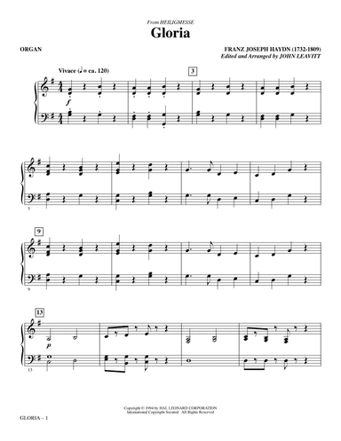 Gloria (from Heiligmesse) (arr. John Leavitt) - Organ
