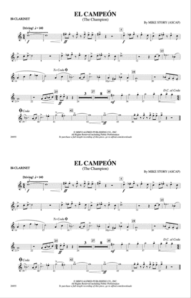 El Campeón: 1st B-flat Clarinet