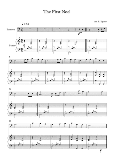 The First Noel, For Bassoon & Piano