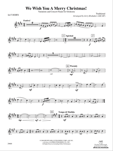 We Wish You a Merry Christmas: 1st F Horn