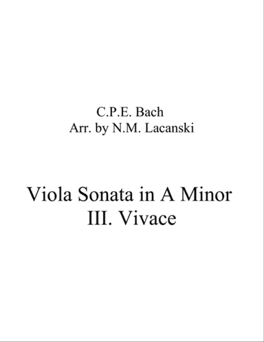 Viola Sonata in A Minor III. Vivace