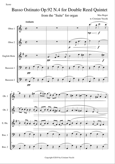 Basso Ostinato Op.92 N.4 for Double Reed Quintet