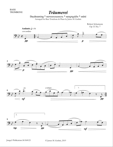 Schumann: Träumerei Op. 15 No. 7 for Bass Trombone & Piano