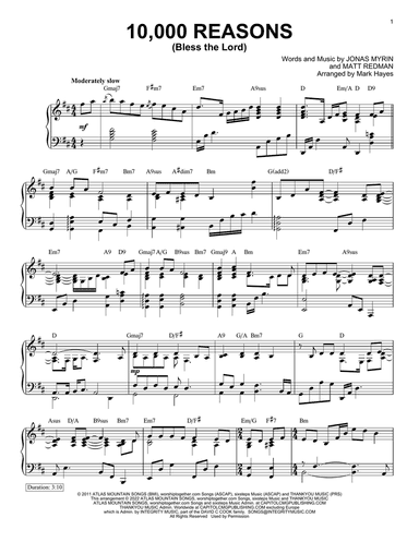 10,000 Reasons (Bless The Lord) (arr. Mark Hayes)