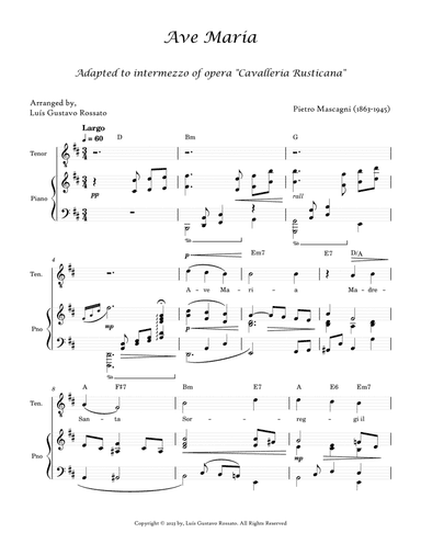 Mascagni - Ave Maria (Tenor D major)