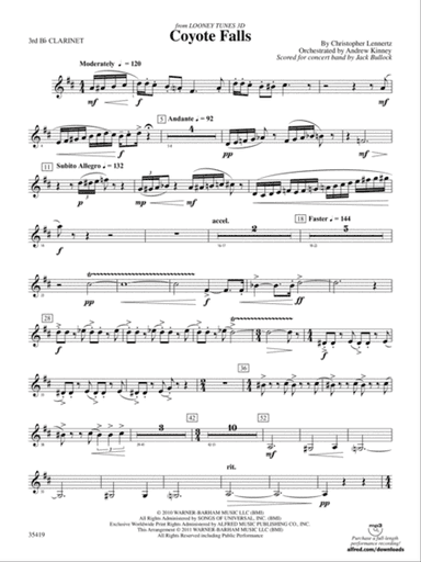 Coyote Falls (from Looney Tunes 3D): 3rd B-flat Clarinet
