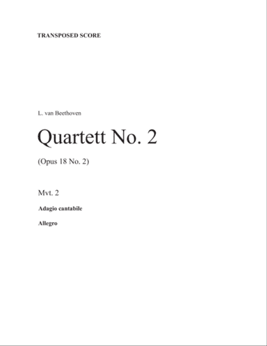 Beethoven No. 2, Opus 18 (Mvt 2) (sax. 8) (score & parts)