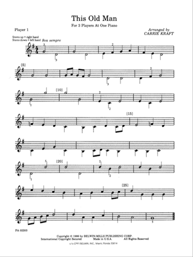 This Old Man - Piano Trio (1 Piano, 6 Hands)