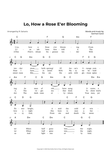 Lo, How a Rose E'er Blooming (Key of C Major)