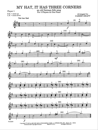 My Hat, It Has Three Corners - Piano Trio (1 Piano, 6 Hands)