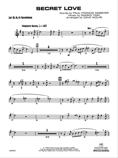 Secret Love: E-flat Alto Saxophone