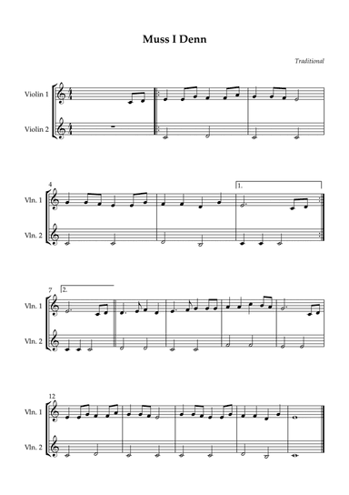 Duet Violin - Muss I Denn (Easy)