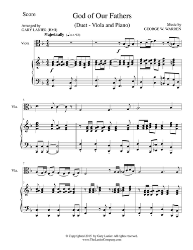 GOD OF OUR FATHERS (Duet – Viola and Piano/Score and Parts)