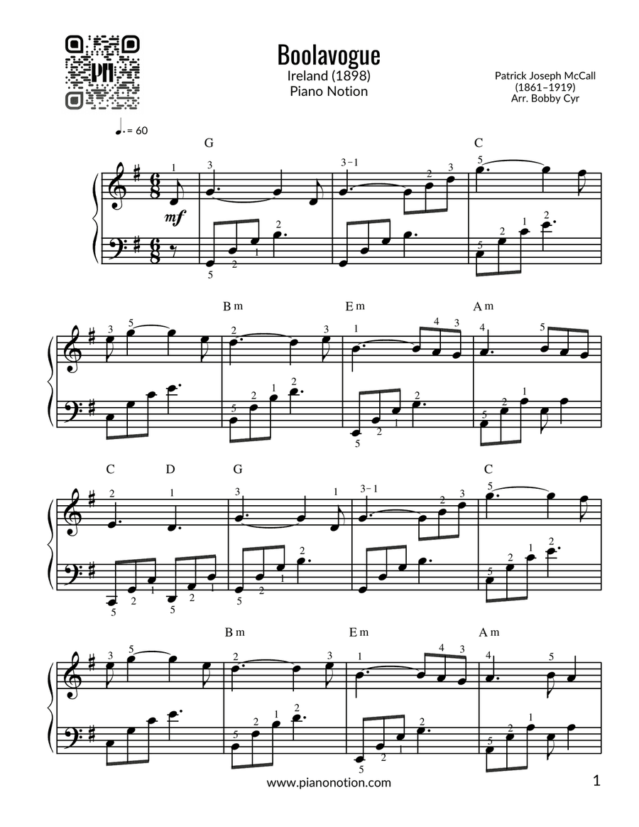 Boolavogue (Easy Piano Solo)