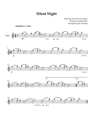 Silent Night For Flute Solo