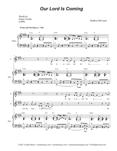 Our Lord Is Coming (Duet for Soprano and Alto solo)