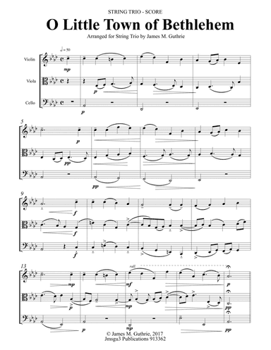 O Little Town of Bethlehem for String Trio