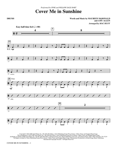 Cover Me In Sunshine (arr. Mac Huff) - Drums