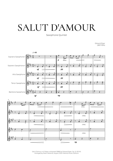 Salut D’amour (Saxophone Quintet) - Edward Elgar