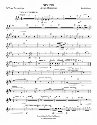 Spring (A New Beginning): B-flat Tenor Saxophone