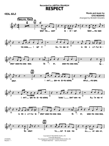 Respect (arr. Roger Holmes) - Vocal Solo