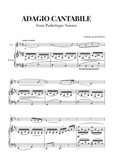 Sonata Pathetique (2nd Movement) - Adagio Cantabile for Flute and Piano