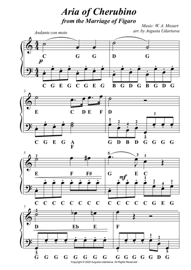 Aria of Cherubino Bass Clef Medium