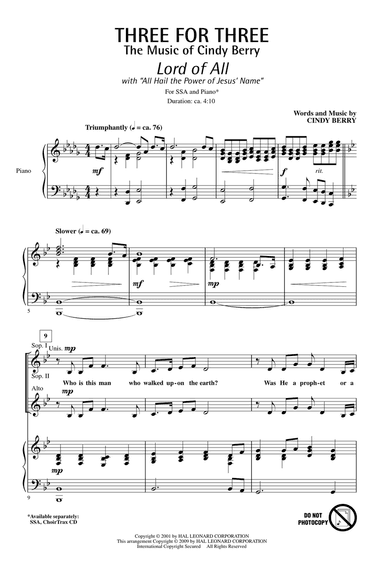 Three For Three - Three Songs For Three Parts - Volume 1