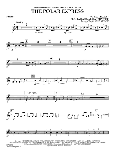 The Polar Express (Main Theme) (arr. Johnnie Vinson) - F Horn