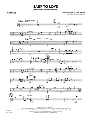 Easy to Love (arr. Sammy Nestico) - Trombone 1