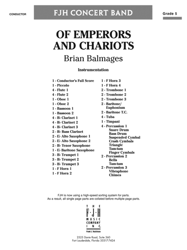 Of Emperors and Chariots: Score