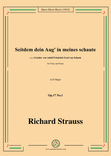 Richard Strauss-Seitdem dein Aug' in meines schaute,in D Major