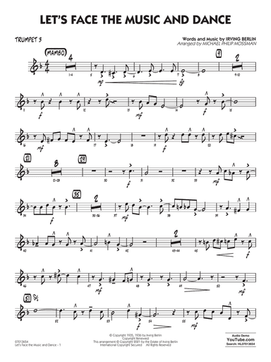 Let's Face the Music and Dance (arr. Michael Philip Mossman) - Trumpet 3
