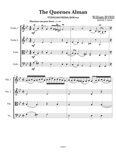 Wm. BYRD- Alman for String Quartet
