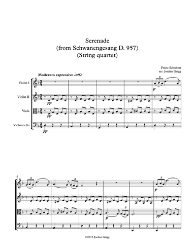 Serenade (from Schwanengesang D 957) (String quartet)