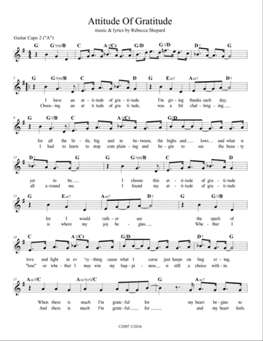 Attitude Of Gratitude Lead Sheet