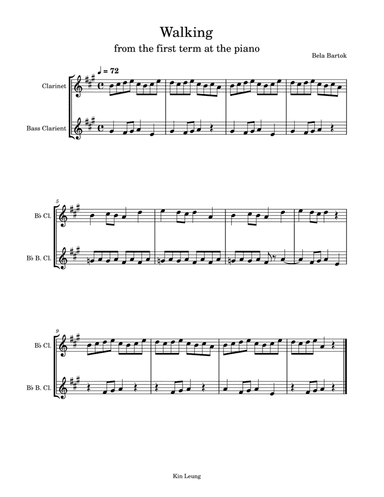 Walking for clarinet and bass clarinet duet