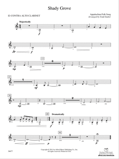 Shady Grove: (wp) E-flat Contrabass Clarinet